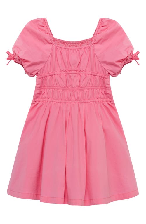 Peek Aren'T You Curious Kids' Puff Sleeve Smocked Poplin Babydoll Dress Pink at Nordstrom,