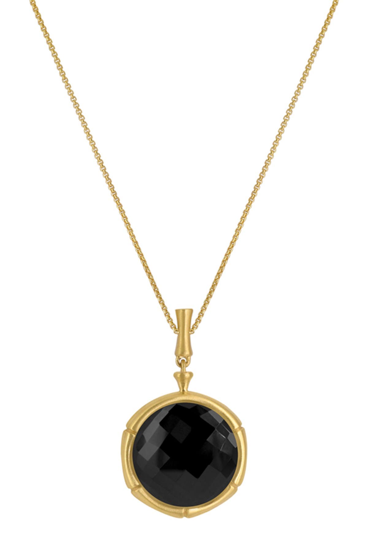 Dean Davidson 22k Gold Plated Bamboo Gemstone Pendant Necklace In Black Onyx