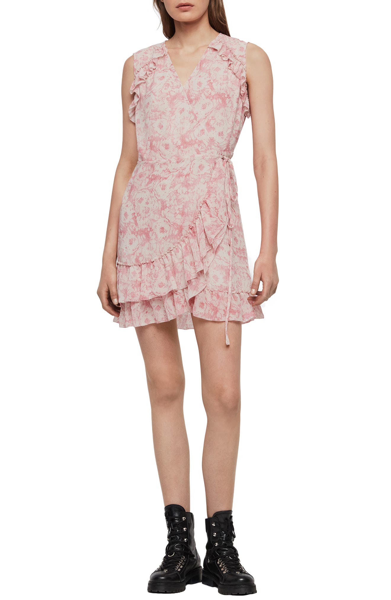 Allsaints Priya Rosa Wrap Dress, Pink
