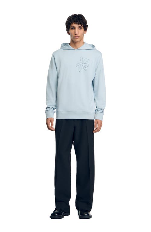 Shop Sandro Floral Hoodie In Baby Blue