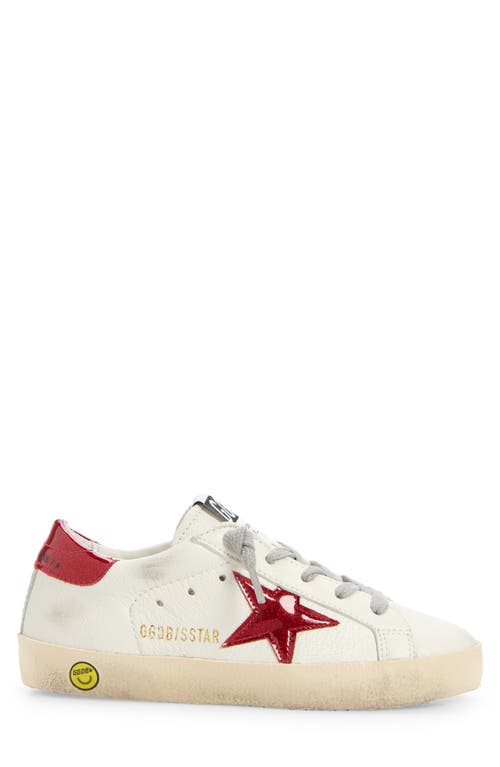 Shop Golden Goose Kids' Super-star Low Top Sneaker In White/red