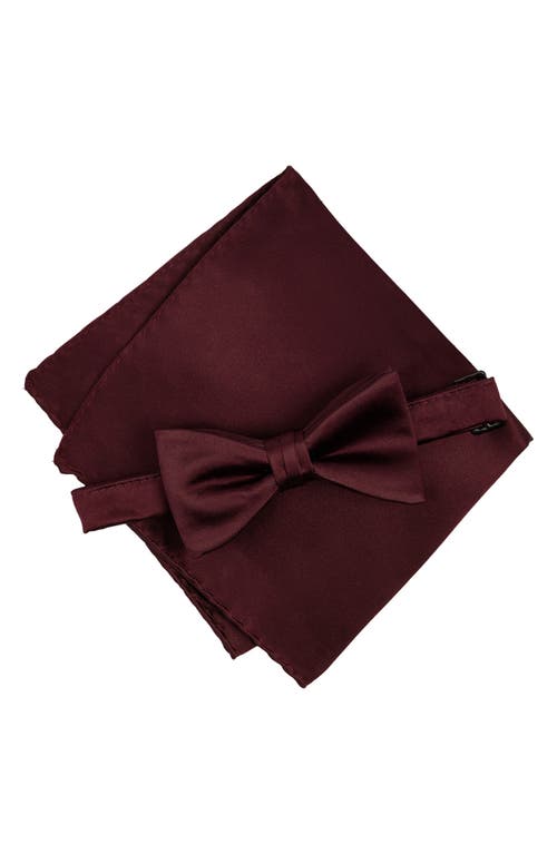 Shop Brooklyn Brigade Solid Satin Pre-tied Bow Tie In Cabernet