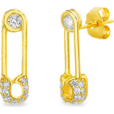 Lesa Michele Pave Safety Pin Earrings