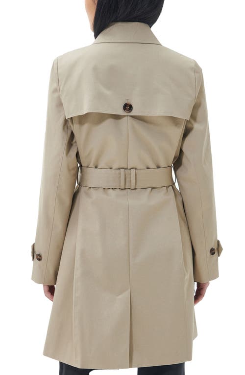 BARBOUR BARBOUR GRETA BELTED WATER RESISTANT TWILL TRENCH COAT 