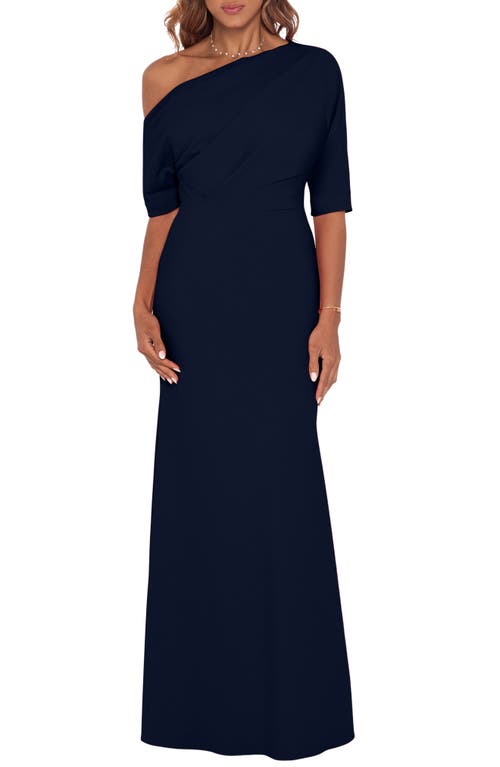 Betsy & Adam One-Shoulder Crepe Scuba Trumpet Gown at Nordstrom,