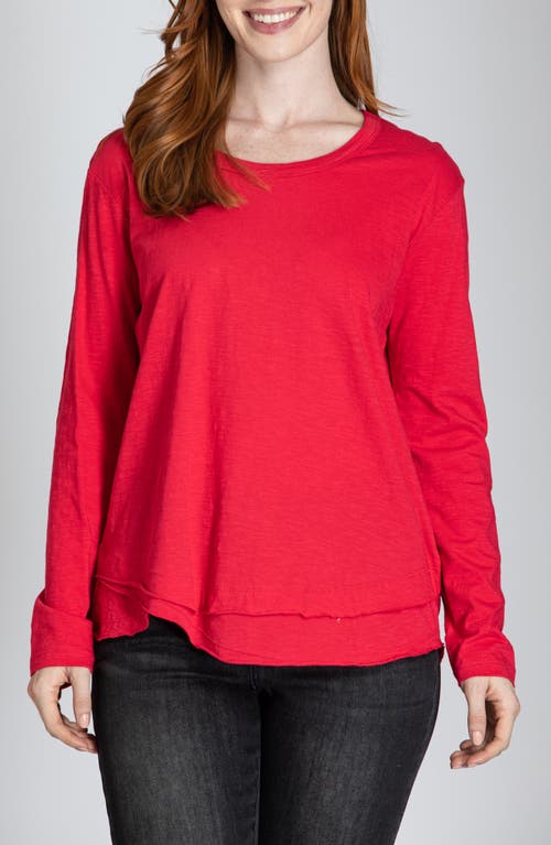 Shop Apny Layered Hem Cotton Slub Top In Red