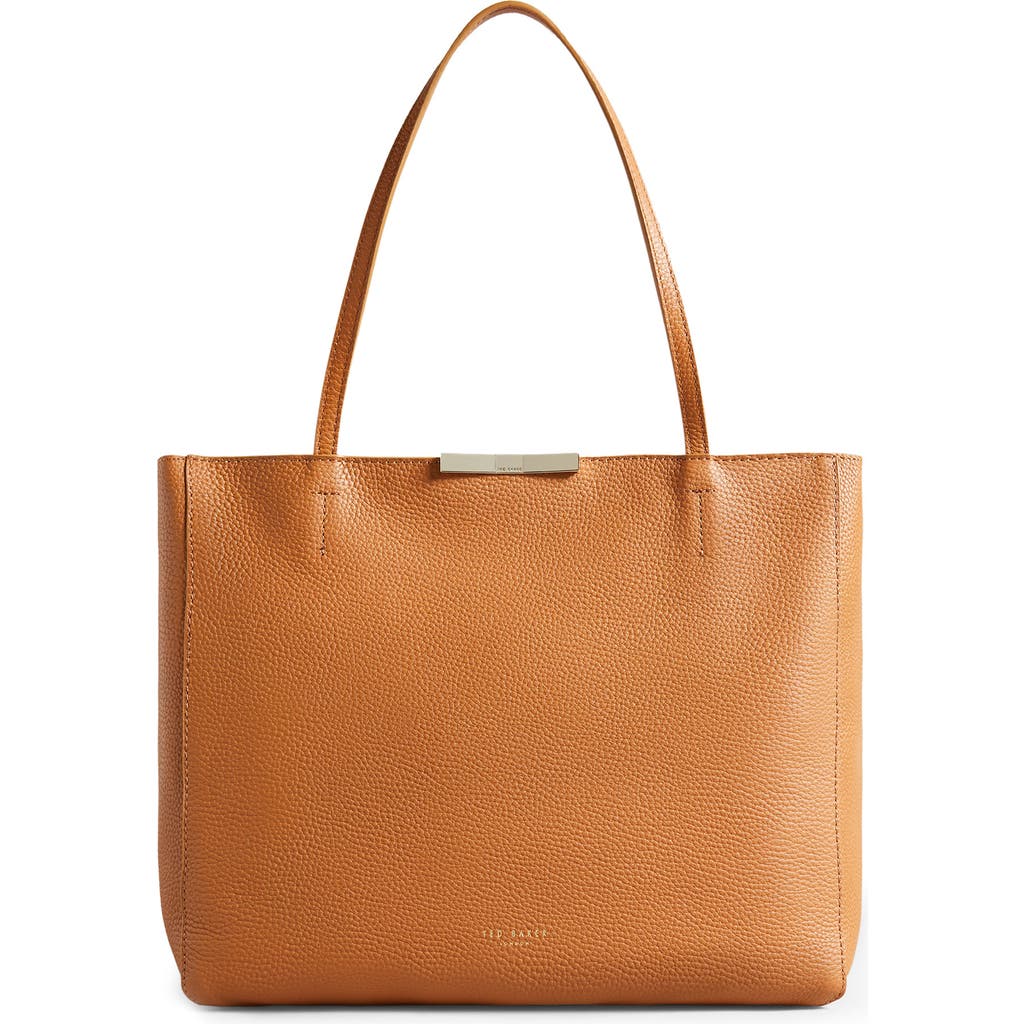 Ted Baker London Soft Grain Leather Shopper In Brown