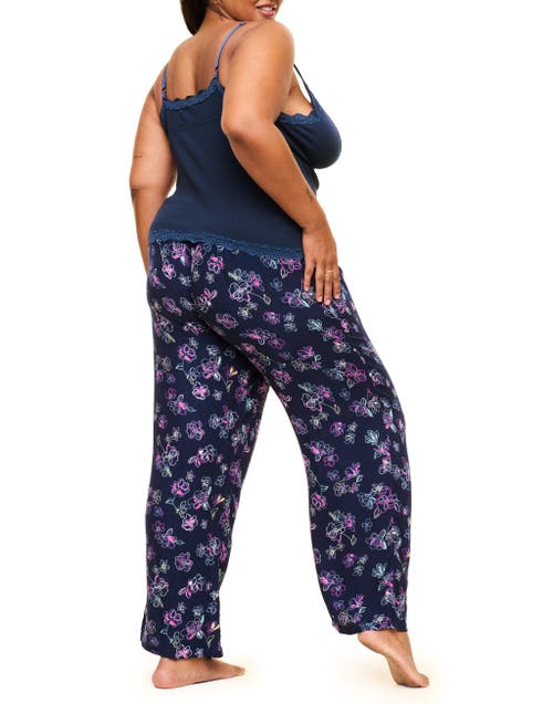 Adore Me Bryony Women's Plus-size Pajama Cami & Pants Set In Floral Blue