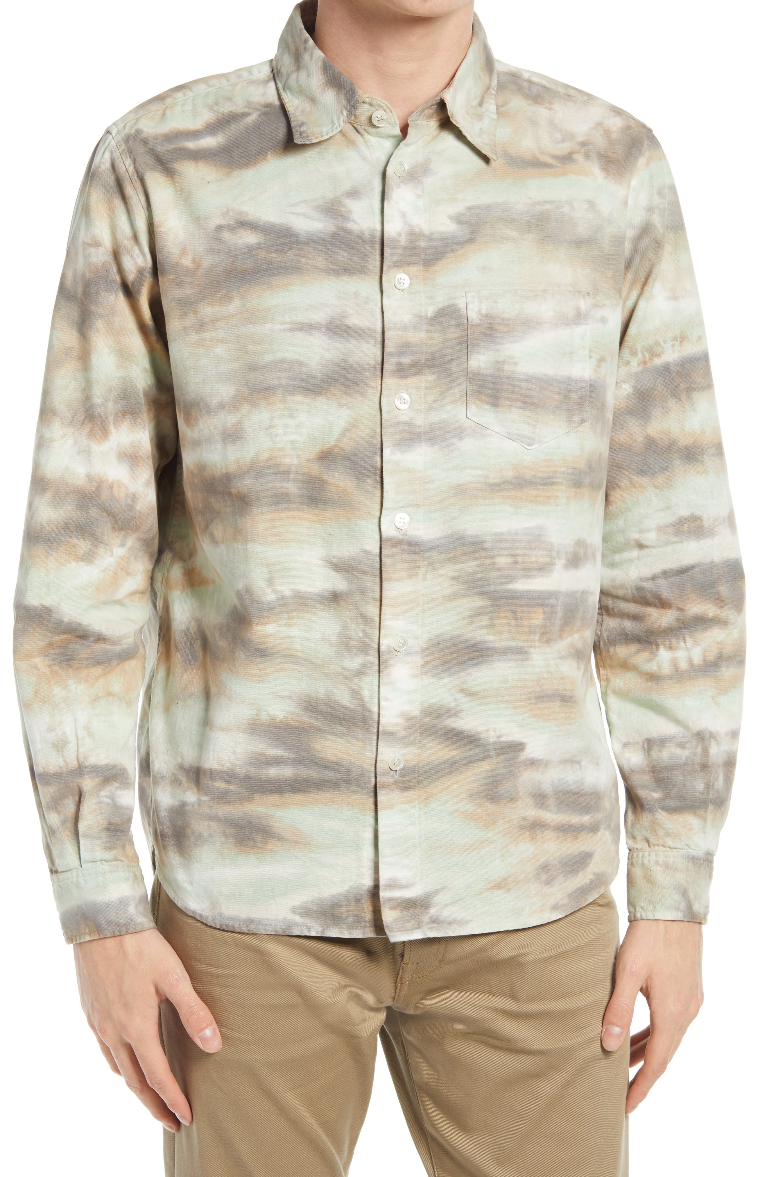 John Elliott Corpus Cotton Button-Up Shirt in Marrin Camo at Nordstrom, Size Medium
