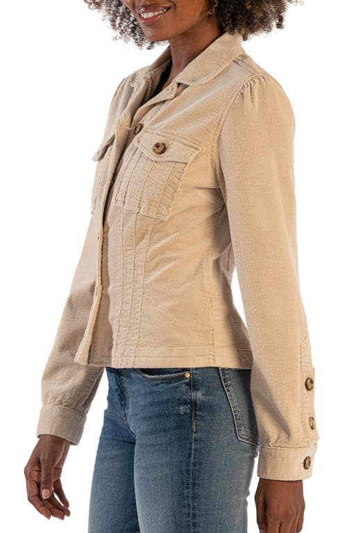 Shop Kut From The Kloth Kyra Pleated Stretch Cotton Corduroy Jacket In Cream