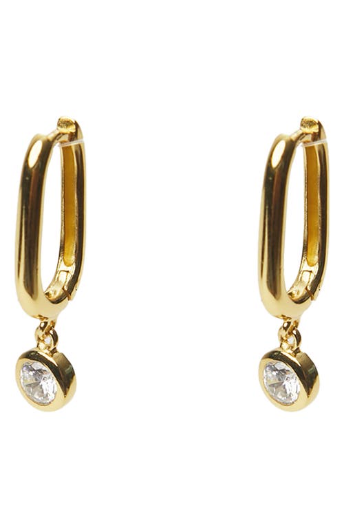 Cubic Zirconia Charm Oval Hoop Earrings in Gold