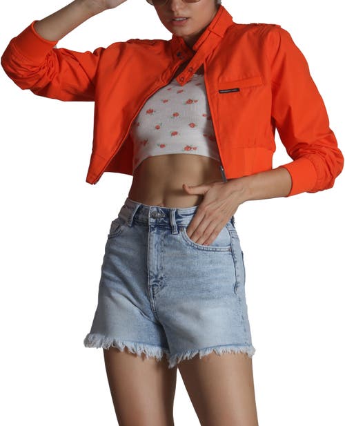 Shop Members Only Mini Cropped Racer Jacket In Orange