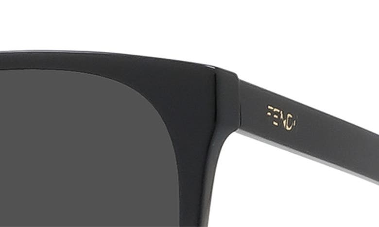 Shop Fendi The  Fine 59mm Geometric Sunglasses In Shiny Black / Smoke