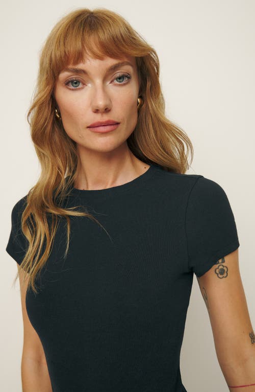 Reformation Nadia Organic Cotton Knit Minidress In Black
