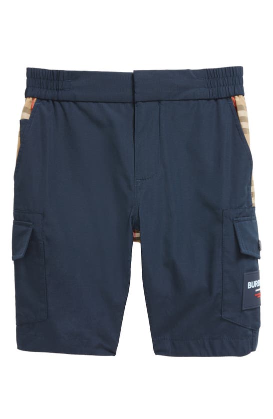 Burberry Kids' Vintage Check-panel Cargo Shorts In Blue