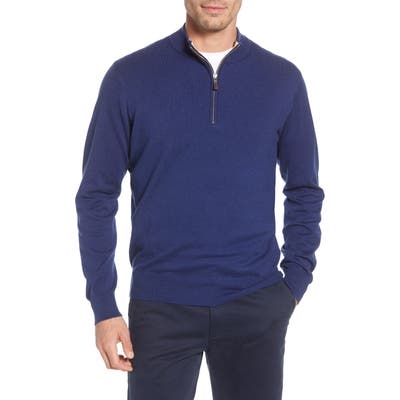 Peter Millar Crown Quarter Zip Pullover Sweater, Blue