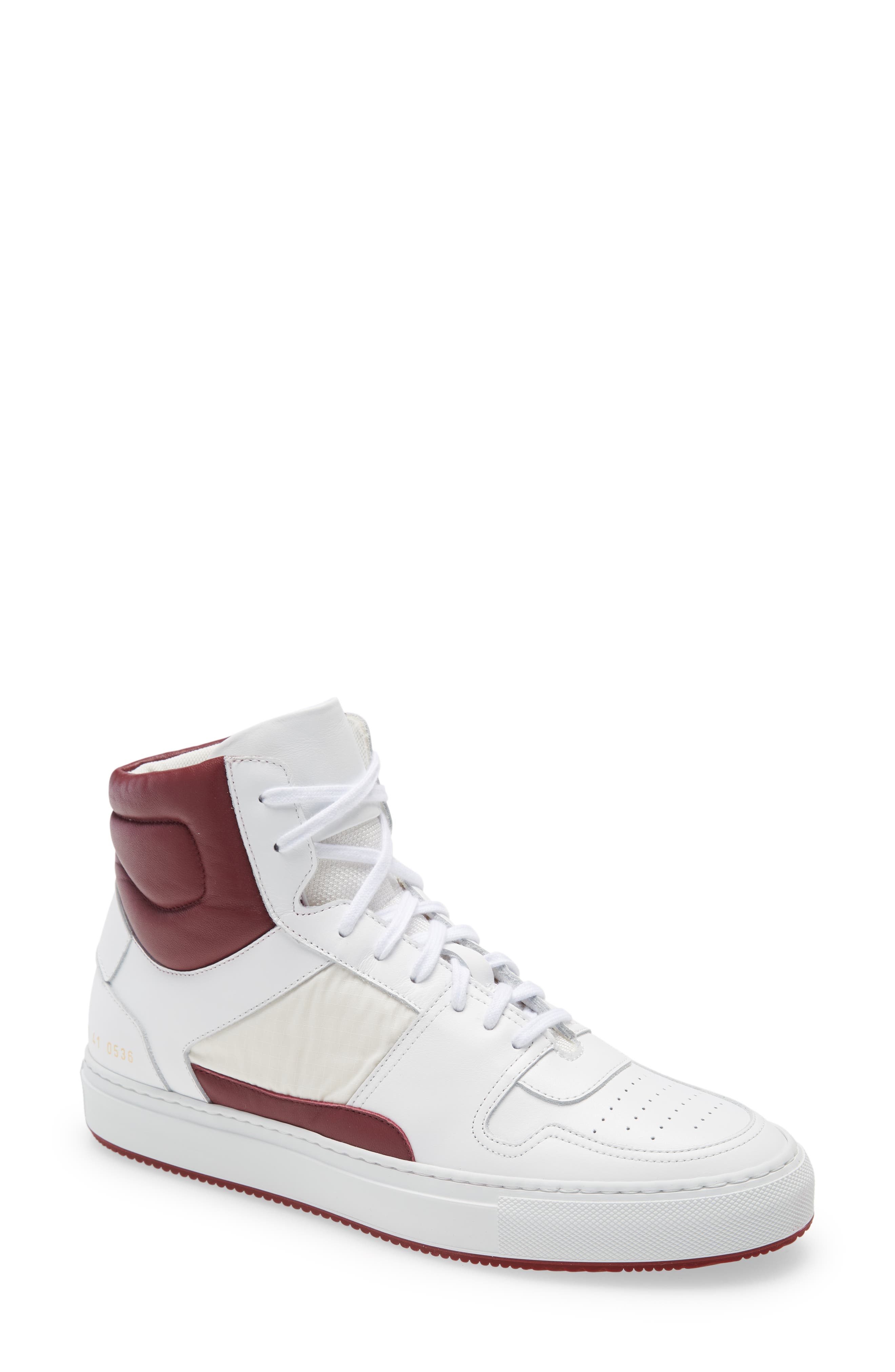 Common Projects High Top Sneaker in White/Red at Nordstrom, Size 9Us