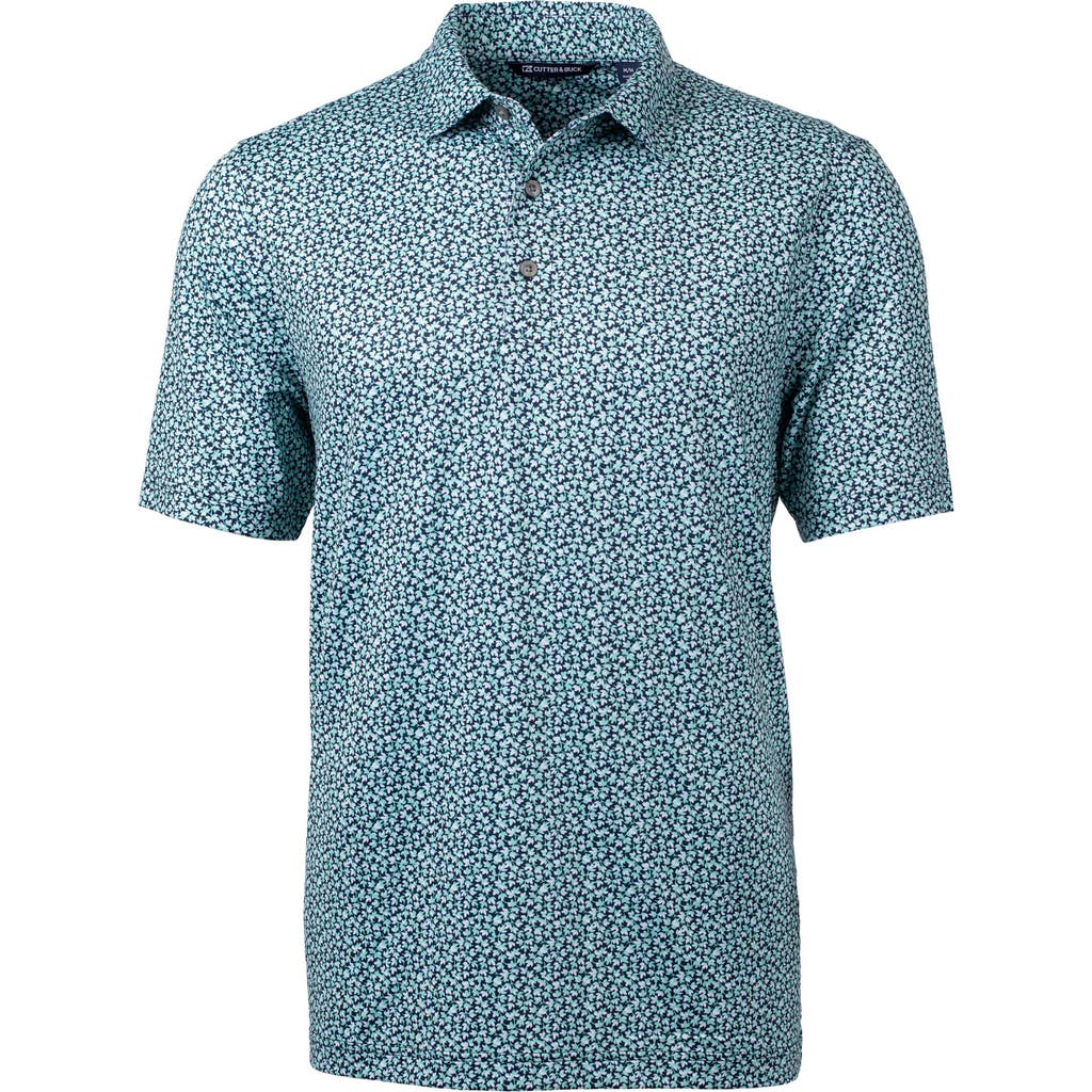 Cutter & Buck Magnolia Scatter Print Performance Polo In Blue
