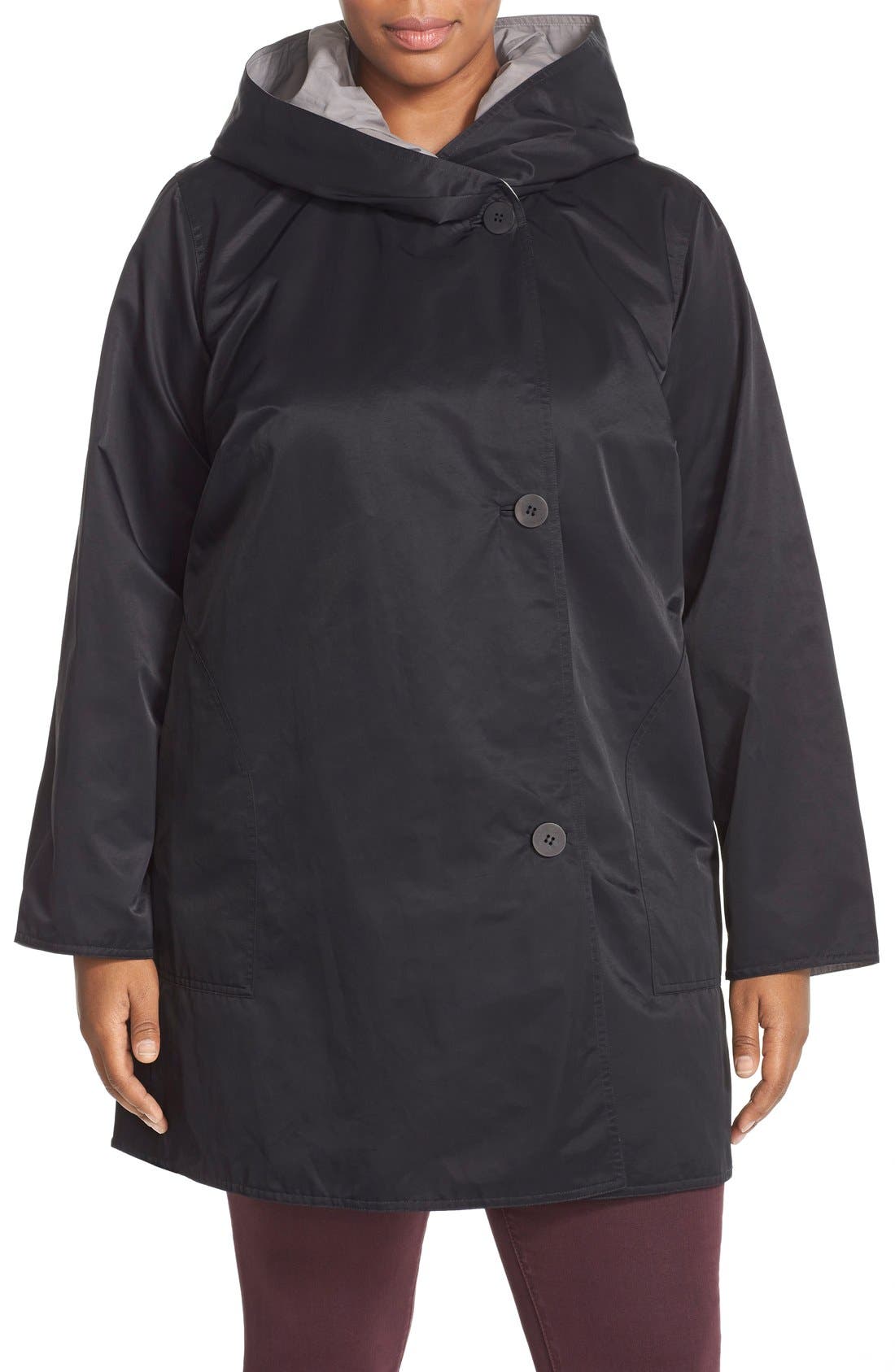eileen fisher reversible hooded raincoat