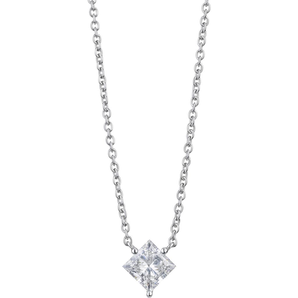 Lightbox 1-carat Princess Cut Lab-grown Diamond Pendant Necklace In Metallic
