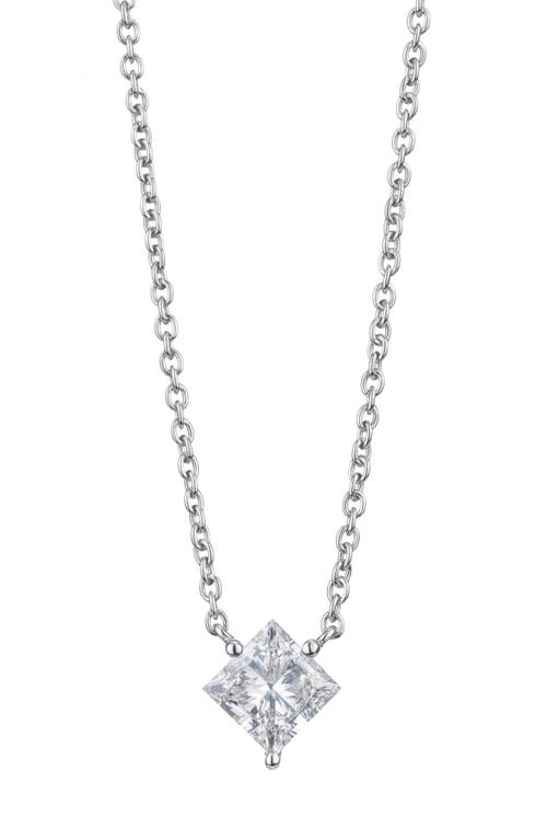 1-Carat Princess Cut Lab-Grown Diamond Pendant Necklace in White/14K White Gold
