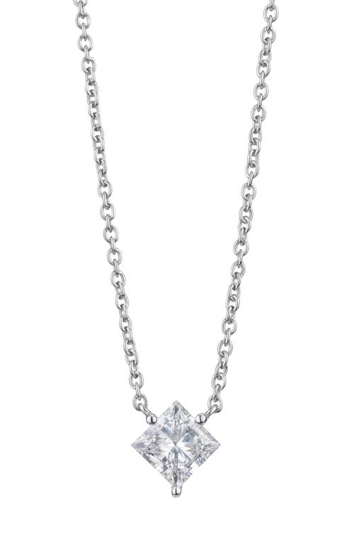 Shop Lightbox 1-carat Princess Cut Lab-grown Diamond Pendant Necklace In White/14k White Gold