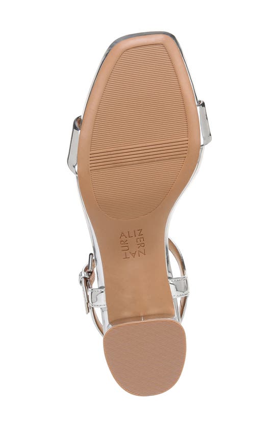 Naturalizer Izzy Ankle Strap Sandal In Silver Faux Leather
