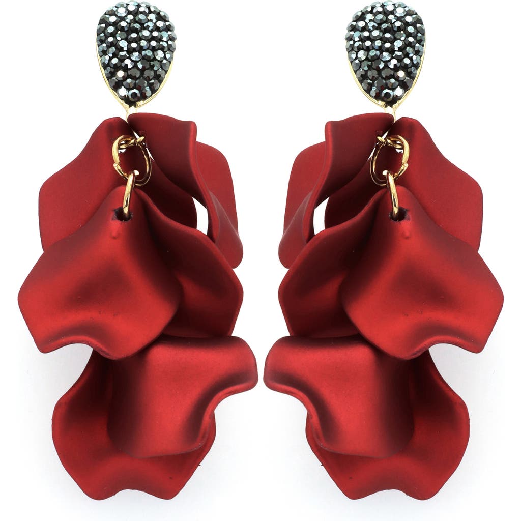 Panacea Petal Drop Earrings In Red