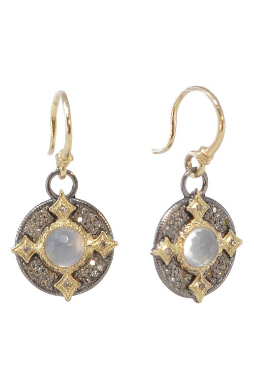 Chalcedony Drop Earrings in Silver/Gold