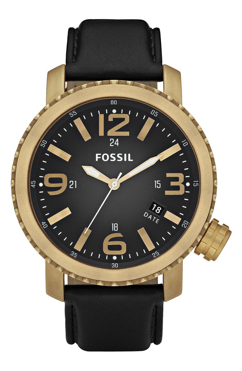 Fossil 'Marine Bronze' Leather Strap Watch | Nordstrom