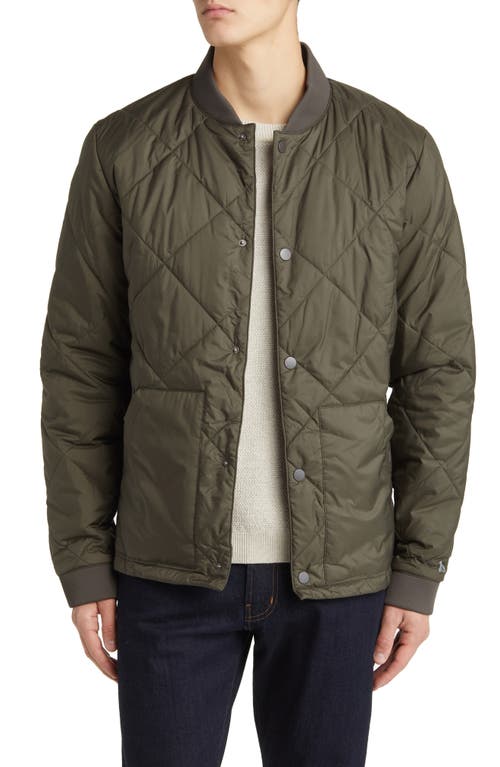 Diamond Quilted Water Resistant Bomber Jacket in Black Olive Green