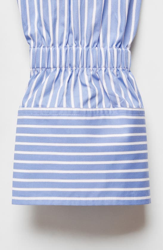 Shop Mango Cufy Stripe Crop Button-up Shirt In Sky Blue