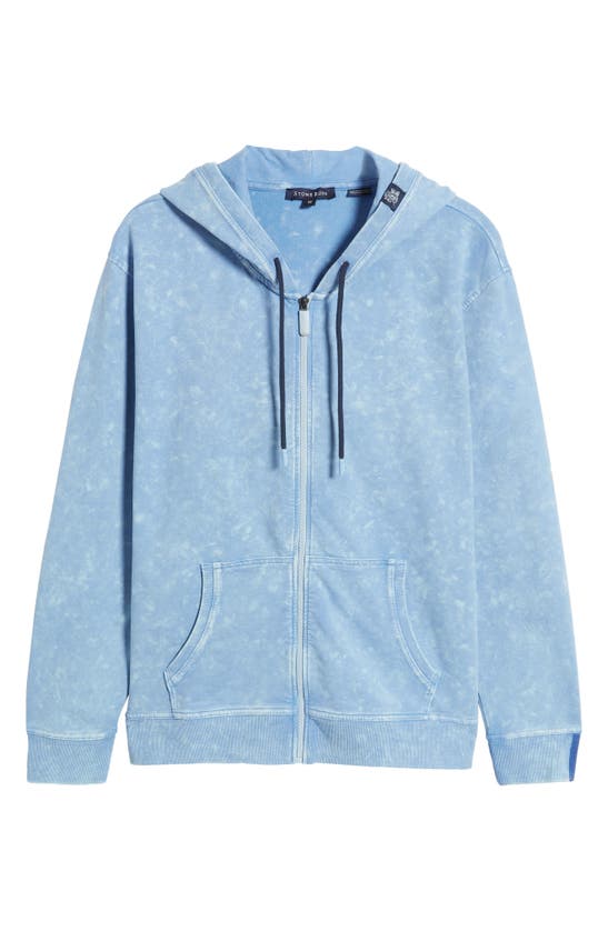 Shop Stone Rose Acid Wash Zip Front Fleece Hoodie In Light Blue