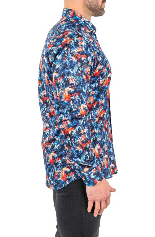 Maceoo Fibonacci Absolem Blue Contemporary Fit Button-up Shirt In Blue