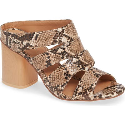 Very Volatile Haider Snake Embossed Slide Sandal, Brown