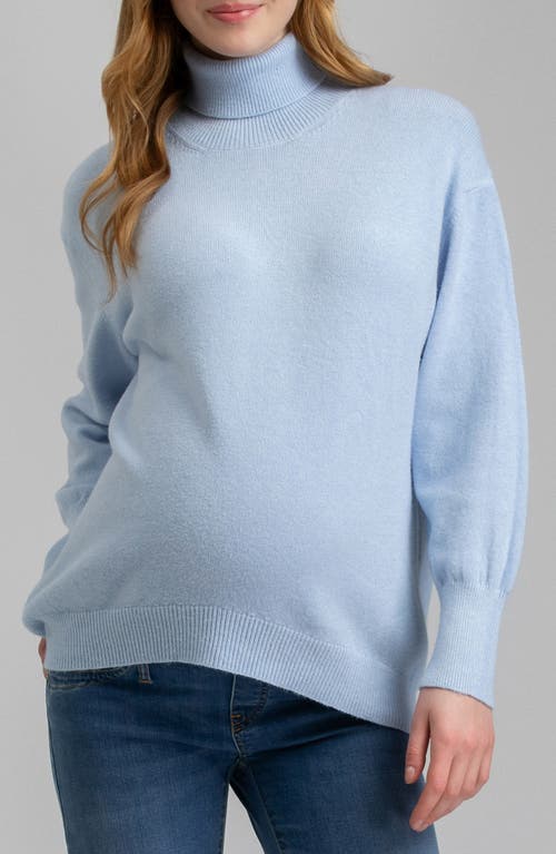 Shop Pietro Brunelli Turtleneck Maternity Sweater In Light/pastel Blue