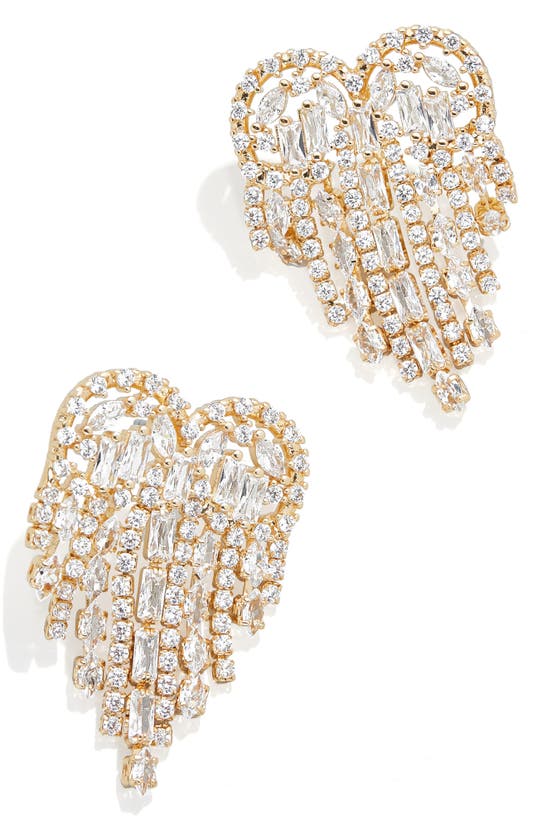 Baublebar Kari Heart Fringe Earrings In White/gold