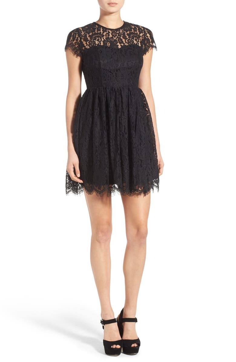 Glamorous Lace Open Back Fit & Flare Dress | Nordstrom