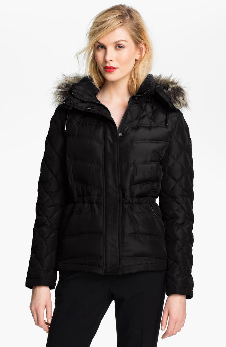 Kenneth Cole New York Quilted Anorak with Faux Fur Trim | Nordstrom