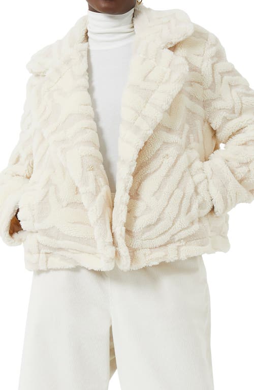 French Connection Bobby Water Repellent Faux Fur Crop Jacket in Classic Cream