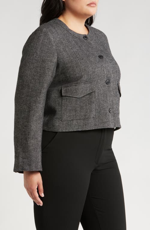 Shop Nordstrom Collarless Herringbone Jacket In Grey