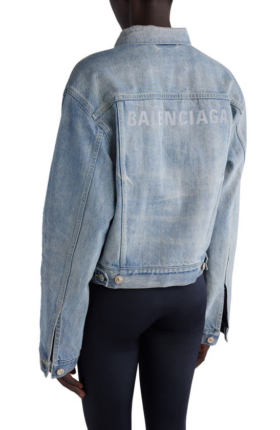 Shop Balenciaga Nonstretch Denim Trucker Jacket In Outback Blue