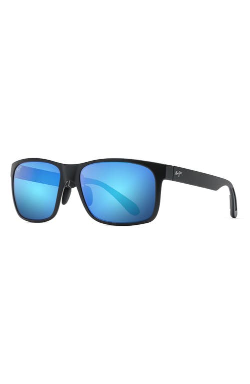 Shop Maui Jim Red Sands Polarized 59mm Sunglasses In Matte Black/blue Hawaii