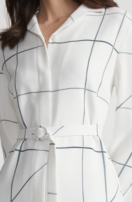 Shop Lafayette 148 New York Floor Plan Print Belted Long Sleeve Cady Shirtdress In White Multi