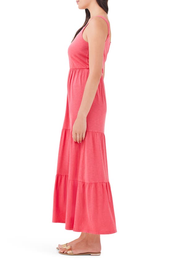 Shop Nzt By Nic+zoe Tiered Cotton Blend Midi Sundress In Poppy