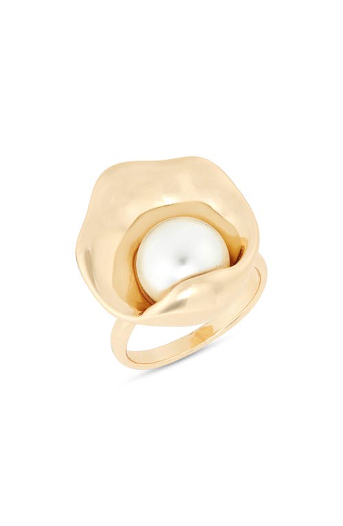 Nordstrom Nested Imitation Pearl Ring White- Gold at Nordstrom,
