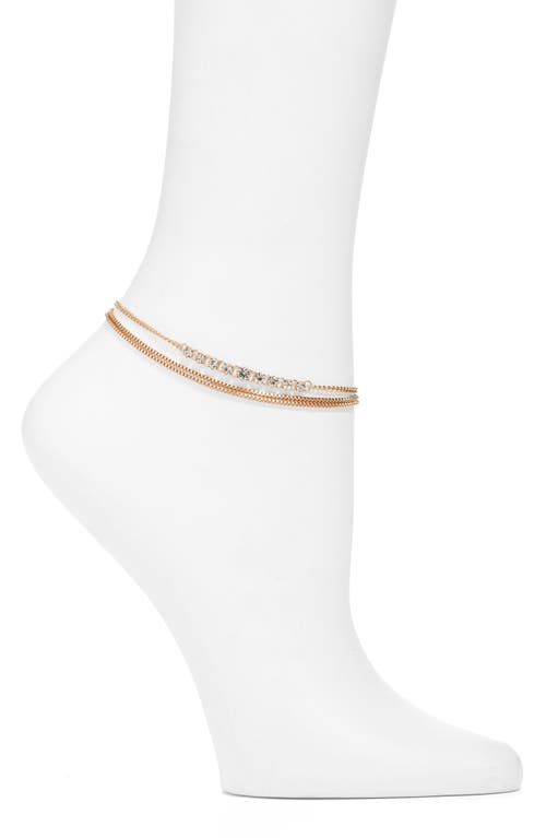 Open Edit Set of 2 Anklets in Clear- Gold at Nordstrom