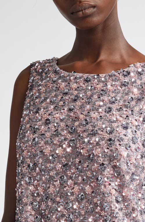 La Vie Style House Bead & Sequin Embellished Shift Dress In Pink Multi