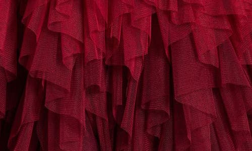 Shop Ava & Yelly Kids' Sequin Tiered Ombré Tulle Party Dress In Burgundy Red