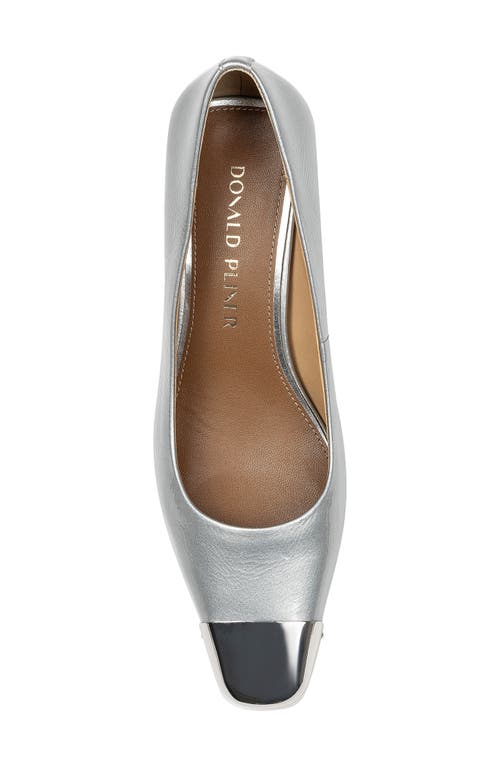 Shop Donald Pliner Cristin Cap Toe Kitten Heel Pump In Silver